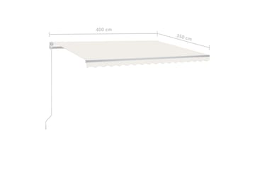 Manuell uttrekkbar markise med LED 400x350 cm kremhvit - Krem - Hagemøbler - Solbeskyttelse - Markiser - Balkongmarkise