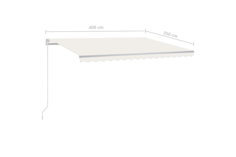 Manuell uttrekkbar markise med LED 400x350 cm kremhvit - Krem - Hagemøbler - Solbeskyttelse - Markiser - Balkongmarkise