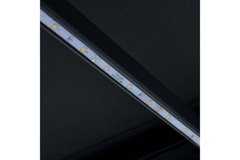 Manuell uttrekkbar markise med LED 450x300 cm antrasitt - Balkongmarkise - Markiser - Terrassemarkise