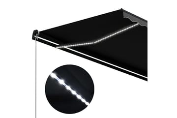 Manuell uttrekkbar markise med LED 450x300 cm antrasitt - Hagemøbler - Solbeskyttelse - Markiser - Balkongmarkise