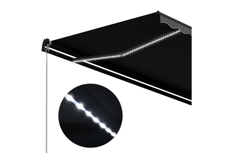 Manuell uttrekkbar markise med LED 450x300 cm antrasitt - Balkongmarkise - Markiser - Terrassemarkise