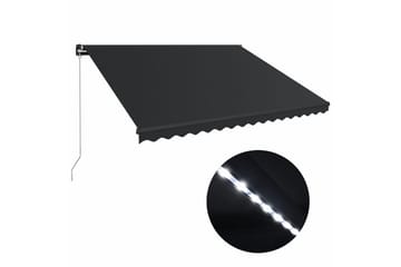 Manuell uttrekkbar markise med LED 450x300 cm antrasitt - Hagemøbler - Solbeskyttelse - Markiser - Balkongmarkise