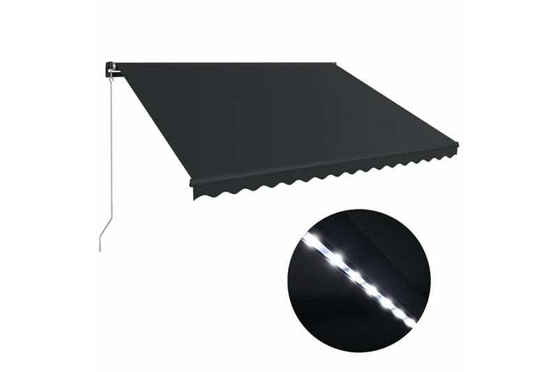 Manuell uttrekkbar markise med LED 450x300 cm antrasitt - Hagemøbler - Solbeskyttelse - Markiser - Balkongmarkise
