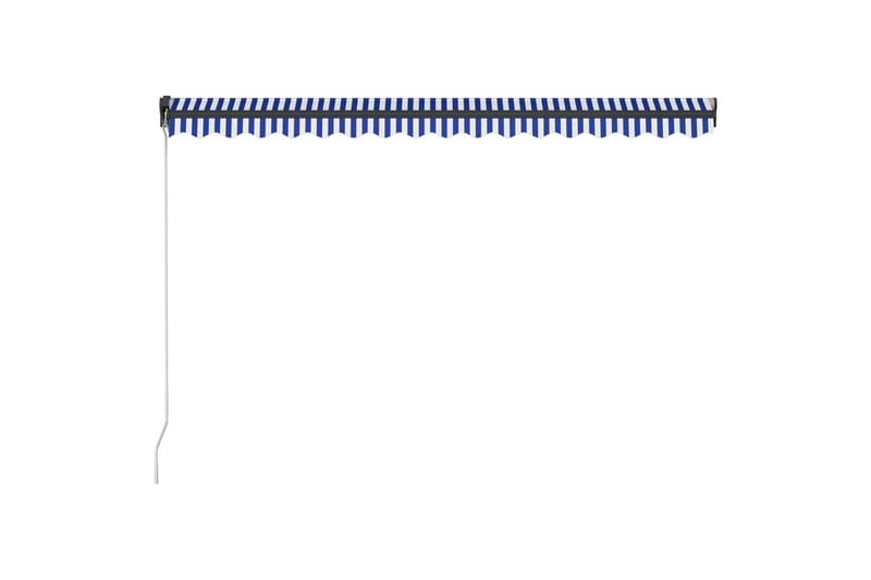 Manuell uttrekkbar markise med LED 450x300 cm blå og hvit - Balkongmarkise - Markiser - Terrassemarkise