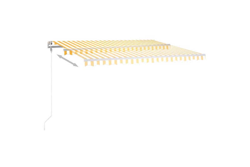 Manuell uttrekkbar markise med LED 450x300 cm gul og hvit - Gul - Hagemøbler - Solbeskyttelse - Markiser - Balkongmarkise