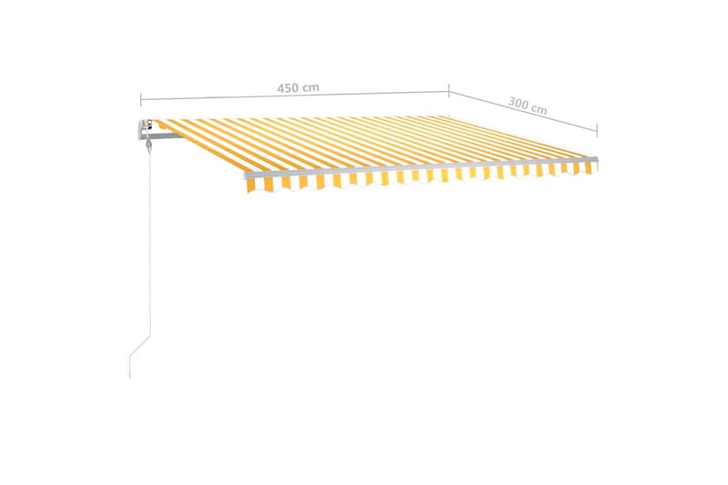 Manuell uttrekkbar markise med LED 450x300 cm gul og hvit - Gul - Hagemøbler - Solbeskyttelse - Markiser - Balkongmarkise