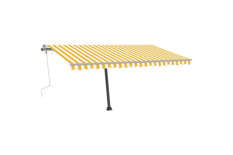 Manuell uttrekkbar markise med LED 450x300 cm gul og hvit - Gul - Hagemøbler - Solbeskyttelse - Markiser - Balkongmarkise