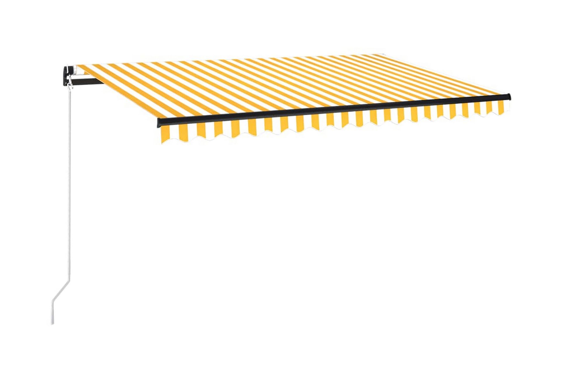 Manuell uttrekkbar markise med LED 450x300 cm gul og hvit - Gul - Hagemøbler - Solbeskyttelse - Markiser - Balkongmarkise