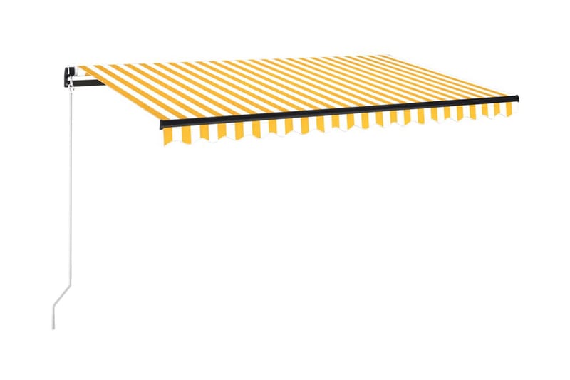Manuell uttrekkbar markise med LED 450x300 cm gul og hvit - Gul - Hagemøbler - Solbeskyttelse - Markiser - Balkongmarkise