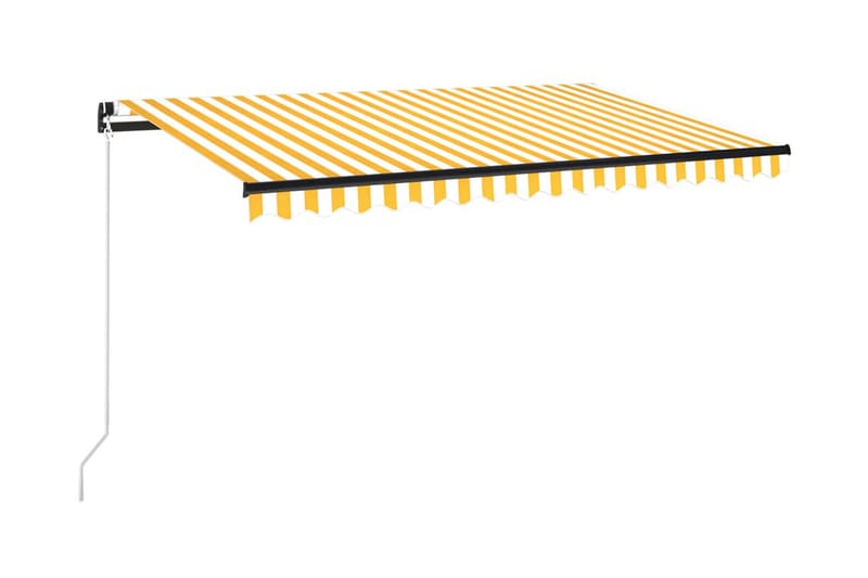 Manuell uttrekkbar markise med LED 450x300 cm gul og hvit - Gul - Balkongmarkise - Markiser - Terrassemarkise