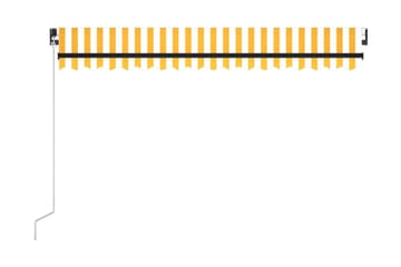 Manuell uttrekkbar markise med LED 450x300 cm gul og hvit - Gul - Hagemøbler - Solbeskyttelse - Markiser - Balkongmarkise
