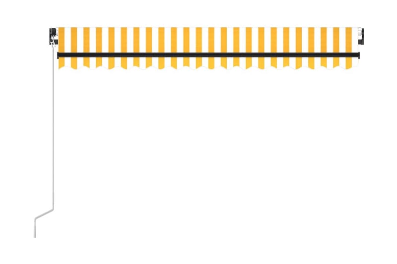 Manuell uttrekkbar markise med LED 450x300 cm gul og hvit - Gul - Hagemøbler - Solbeskyttelse - Markiser - Balkongmarkise