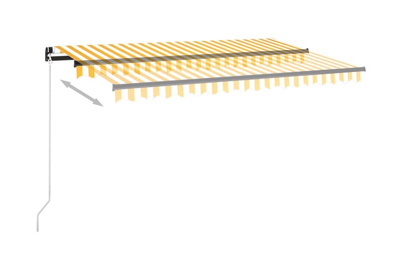 Manuell uttrekkbar markise med LED 450x300 cm gul og hvit - Gul - Hagemøbler - Solbeskyttelse - Markiser - Balkongmarkise