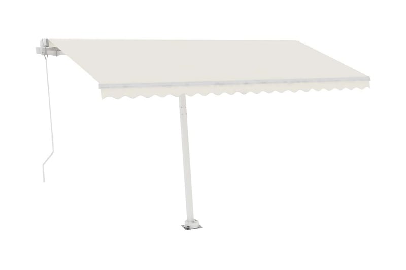 Manuell uttrekkbar markise med LED 450x300 cm kremhvit - Krem - Hagemøbler - Solbeskyttelse - Markiser - Balkongmarkise