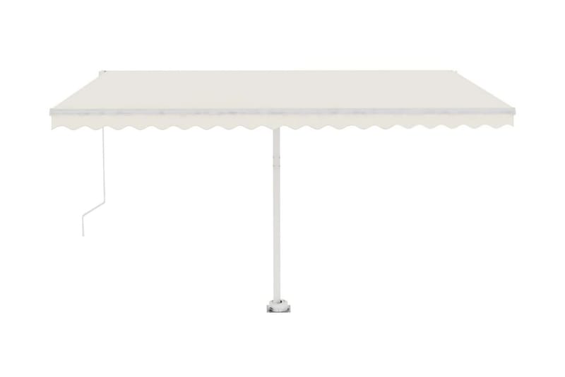 Manuell uttrekkbar markise med LED 450x300 cm kremhvit - Krem - Hagemøbler - Solbeskyttelse - Markiser - Balkongmarkise