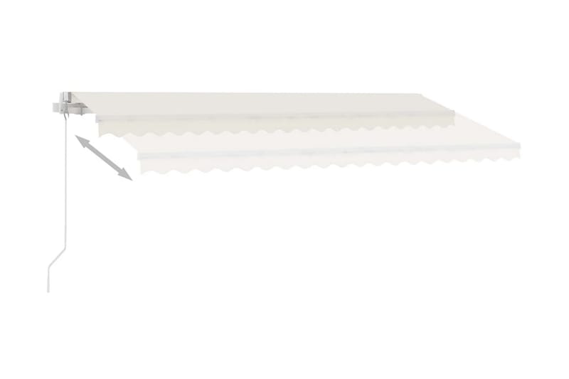 Manuell uttrekkbar markise med LED 450x300 cm kremhvit - Krem - Hagemøbler - Solbeskyttelse - Markiser - Balkongmarkise