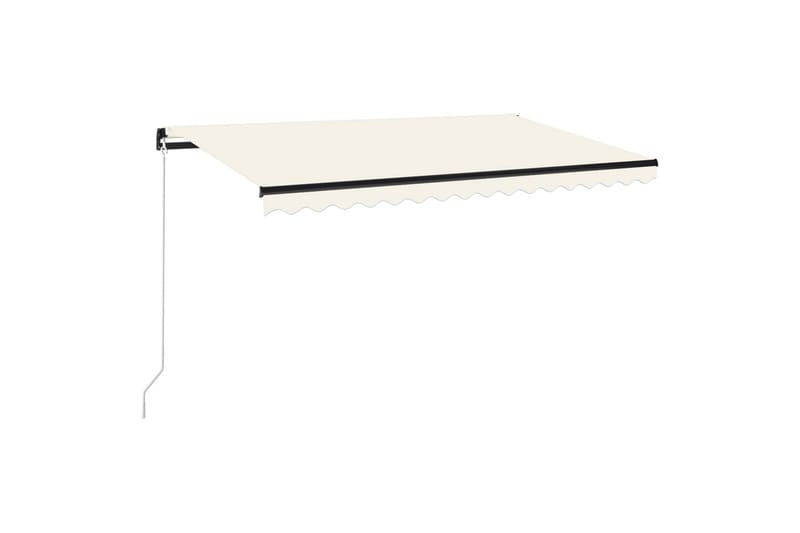 Manuell uttrekkbar markise med LED 450x300 cm kremhvit - Krem - Balkongmarkise - Markiser - Terrassemarkise