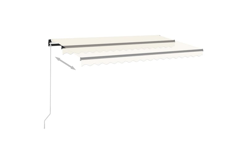 Manuell uttrekkbar markise med LED 450x300 cm kremhvit - Krem - Balkongmarkise - Markiser - Terrassemarkise