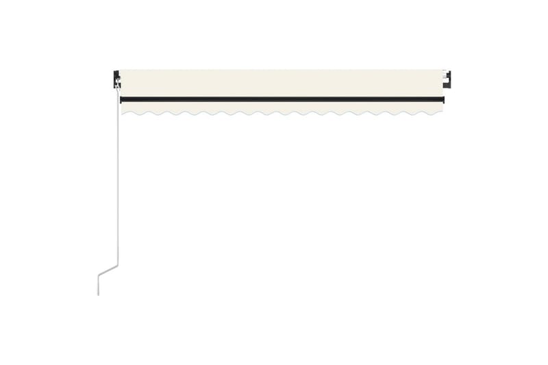Manuell uttrekkbar markise med LED 450x300 cm kremhvit - Krem - Hagemøbler - Solbeskyttelse - Markiser - Balkongmarkise