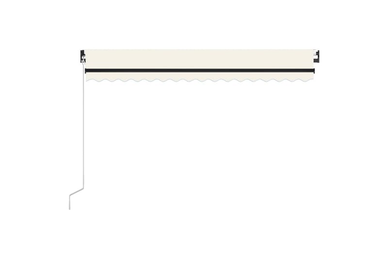 Manuell uttrekkbar markise med LED 450x300 cm kremhvit - Krem - Balkongmarkise - Markiser - Terrassemarkise