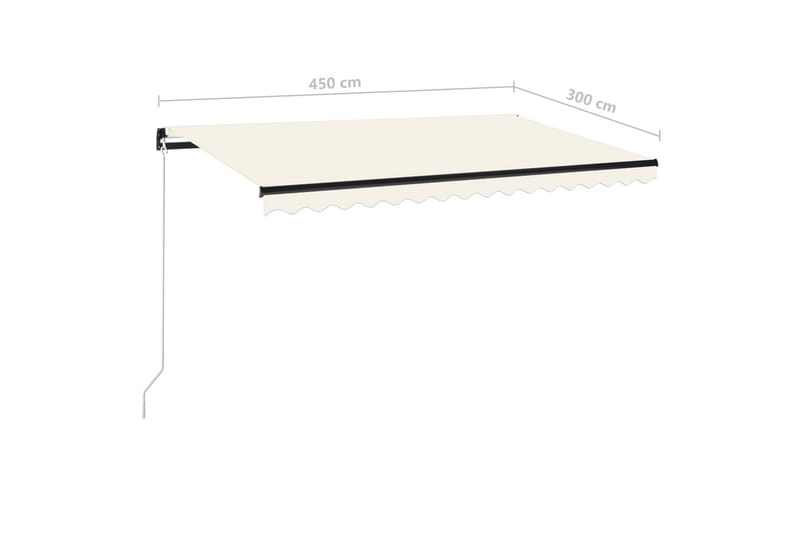 Manuell uttrekkbar markise med LED 450x300 cm kremhvit - Krem - Balkongmarkise - Markiser - Terrassemarkise