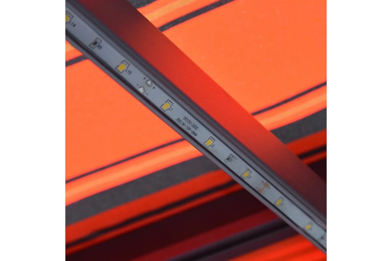 Manuell uttrekkbar markise med LED 450x300 cm oransje & brun - Hagemøbler - Solbeskyttelse - Markiser - Vindusmarkise