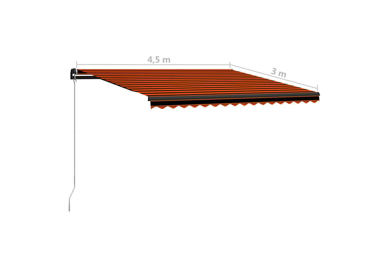 Manuell uttrekkbar markise med LED 450x300 cm oransje & brun - Hagemøbler - Solbeskyttelse - Markiser - Vindusmarkise