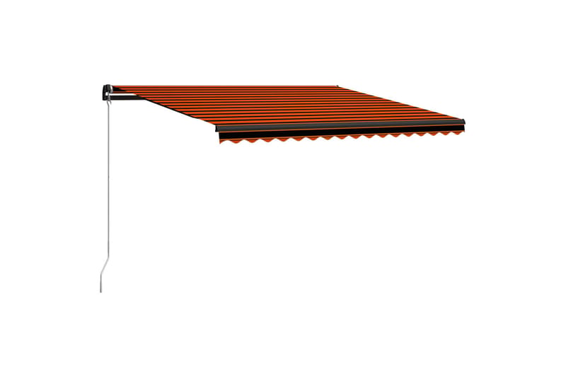 Manuell uttrekkbar markise med LED 450x300 cm oransje & brun - Vindusmarkise - Markiser - Solbeskyttelse vindu