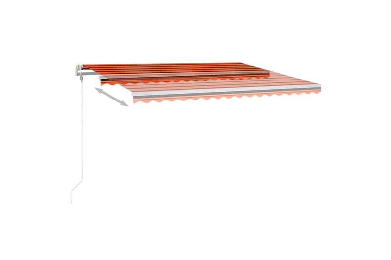 Manuell uttrekkbar markise med LED 450x300 cm oransje og bru - Oransj - Balkongmarkise - Markiser - Terrassemarkise