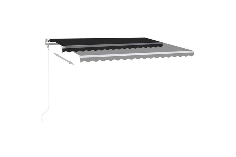 Manuell uttrekkbar markise med LED 450x350 cm antrasitt - Antrasittgrå - Balkongmarkise - Markiser - Terrassemarkise