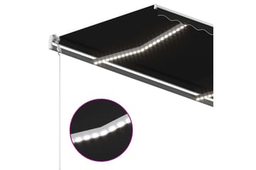 Manuell uttrekkbar markise med LED 450x350 cm antrasitt - Antrasittgrå - Hagemøbler - Solbeskyttelse - Markiser - Balkongmarkise