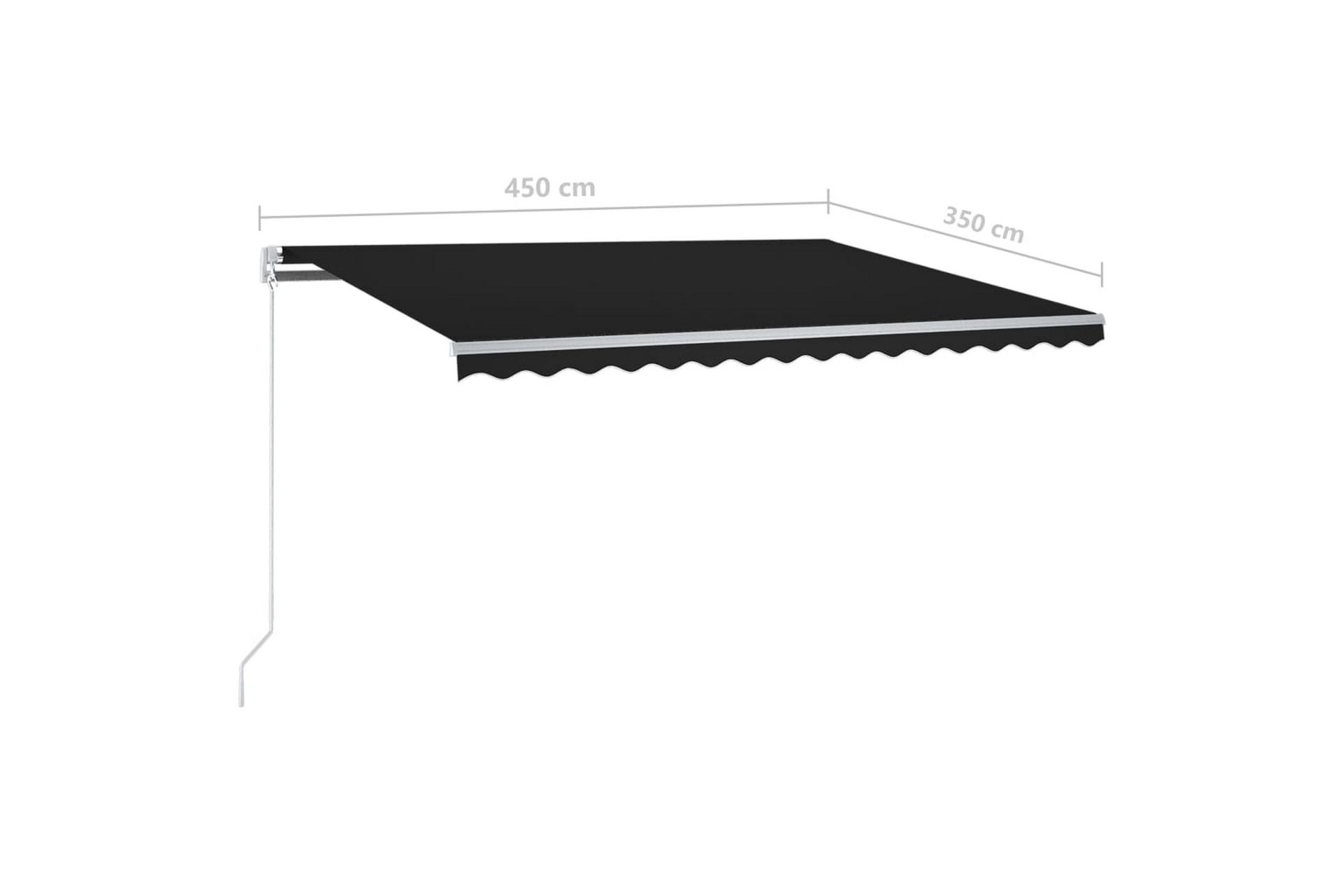 Manuell uttrekkbar markise med LED 450x350 cm antrasitt - Antrasittgrå - Hagemøbler - Solbeskyttelse - Markiser - Balkongmarkise