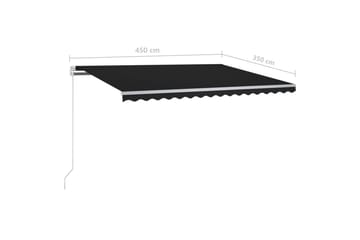 Manuell uttrekkbar markise med LED 450x350 cm antrasitt - Antrasittgrå - Hagemøbler - Solbeskyttelse - Markiser - Balkongmarkise