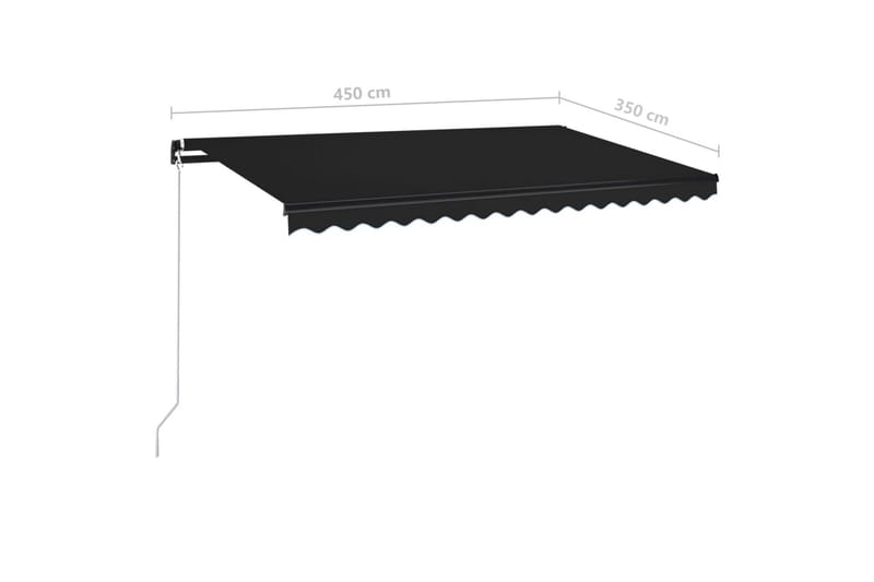 Manuell uttrekkbar markise med LED 450x350 cm antrasitt - Antrasittgrå - Balkongmarkise - Markiser - Terrassemarkise