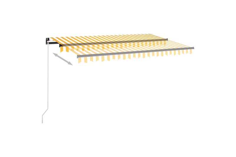Manuell uttrekkbar markise med LED 450x350 cm gul og hvit - Gul - Hagemøbler - Solbeskyttelse - Markiser - Balkongmarkise