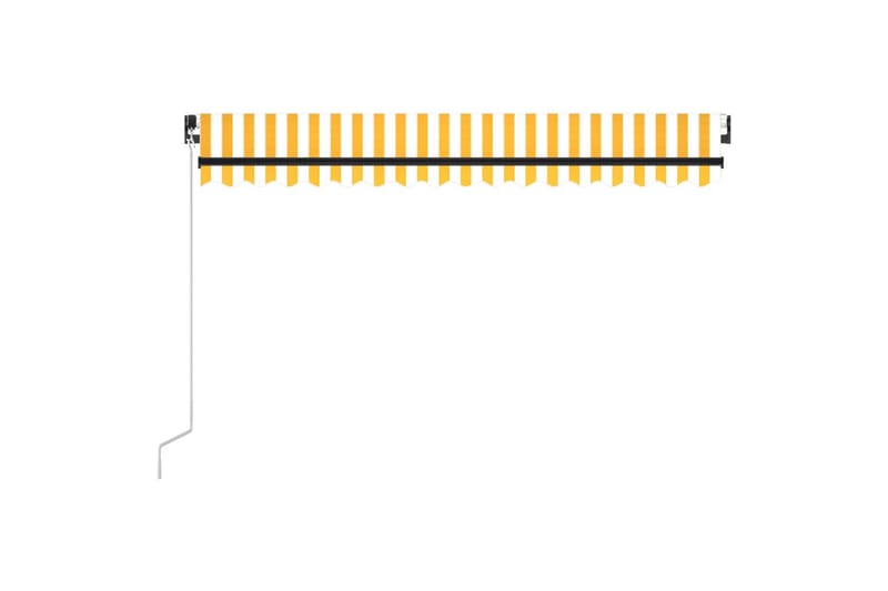 Manuell uttrekkbar markise med LED 450x350 cm gul og hvit - Gul - Hagemøbler - Solbeskyttelse - Markiser - Balkongmarkise