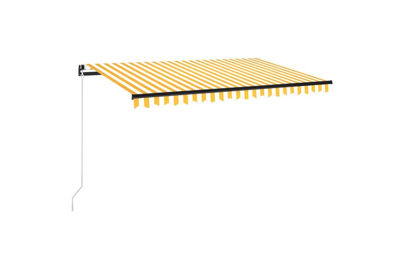 Manuell uttrekkbar markise med LED 450x350 cm gul og hvit - Gul - Hagemøbler - Solbeskyttelse - Markiser - Balkongmarkise