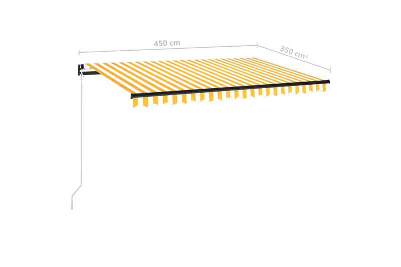 Manuell uttrekkbar markise med LED 450x350 cm gul og hvit - Gul - Balkongmarkise - Markiser - Terrassemarkise