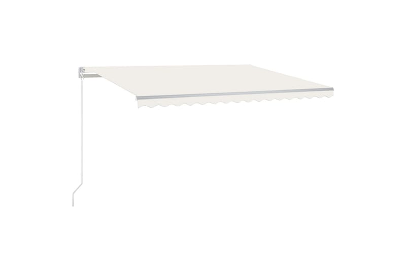 Manuell uttrekkbar markise med LED 450x350 cm kremhvit - Krem - Hagemøbler - Solbeskyttelse - Markiser - Balkongmarkise