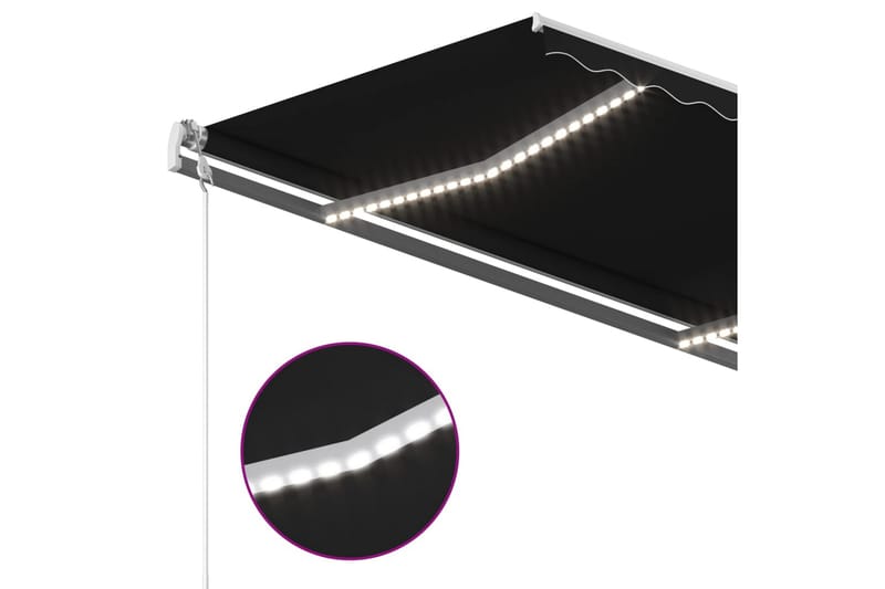 Manuell uttrekkbar markise med LED 4x3,5 m antrasitt - Antrasittgrå - Hagemøbler - Solbeskyttelse - Markiser - Balkongmarkise