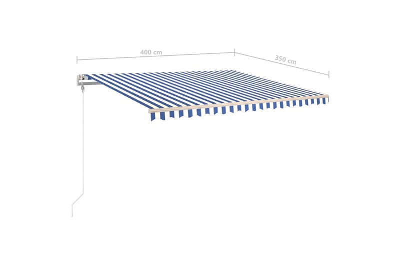 Manuell uttrekkbar markise med LED 4x3,5 m blå og hvit - Blå - Balkongmarkise - Markiser - Terrassemarkise