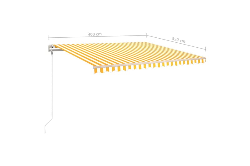 Manuell uttrekkbar markise med LED 4x3,5 m gul og hvit - Gul - Balkongmarkise - Markiser - Terrassemarkise