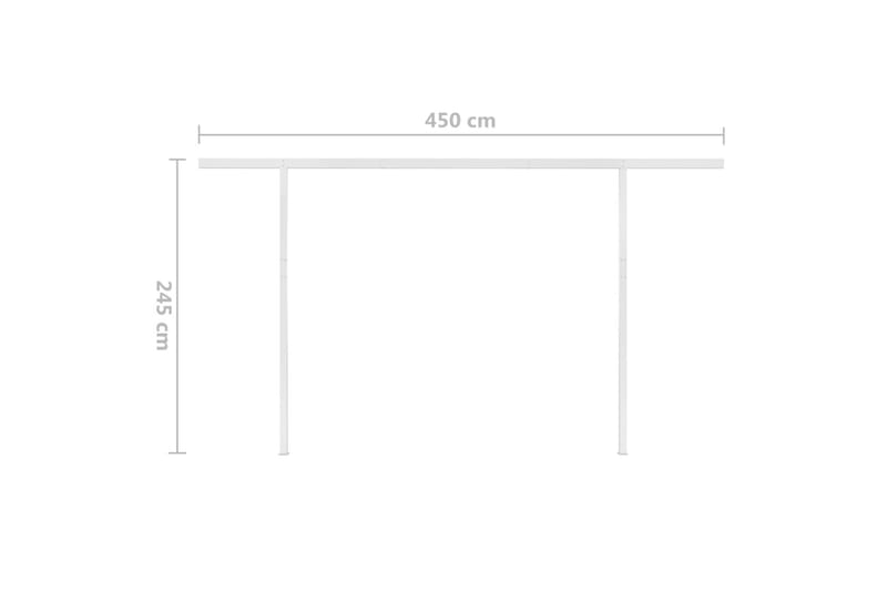 Manuell uttrekkbar markise med LED 4x3,5 m gul og hvit - Gul - Balkongmarkise - Markiser - Terrassemarkise