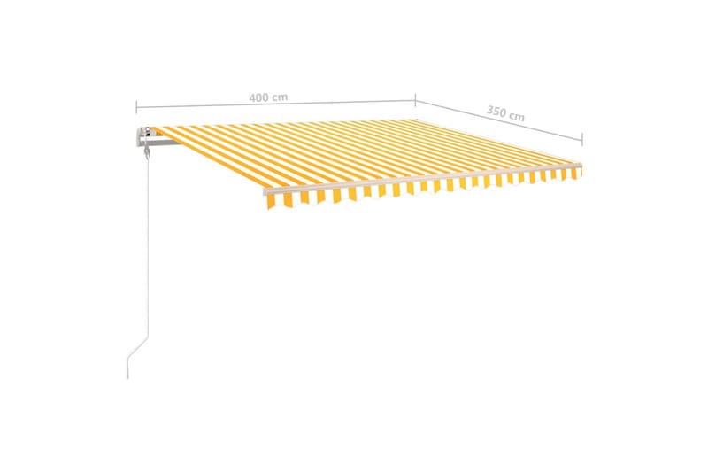 Manuell uttrekkbar markise med LED 4x3,5 m gul og hvit - Balkongmarkise - Markiser - Terrassemarkise