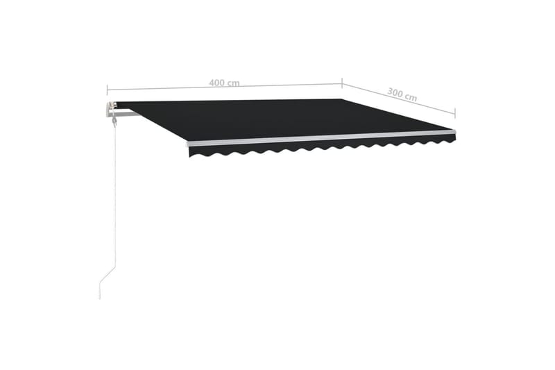 Manuell uttrekkbar markise med LED 4x3 m antrasitt - Antrasittgrå - Balkongmarkise - Markiser - Terrassemarkise