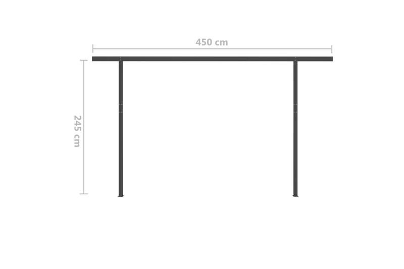 Manuell uttrekkbar markise med LED 4x3 m antrasitt - Balkongmarkise - Markiser - Terrassemarkise