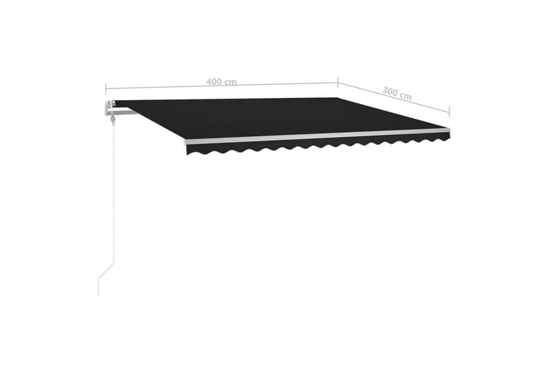 Manuell uttrekkbar markise med LED 4x3 m antrasitt - Balkongmarkise - Markiser - Terrassemarkise
