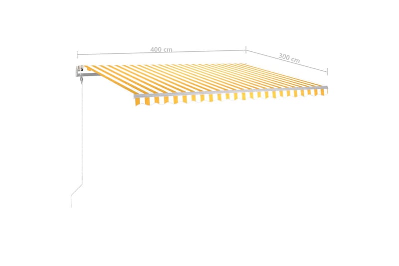 Manuell uttrekkbar markise med LED 4x3 m gul og hvit - Gul - Balkongmarkise - Markiser - Terrassemarkise