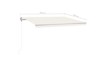 Manuell uttrekkbar markise med LED 4x3 m kremhvit - Krem - Hagemøbler - Solbeskyttelse - Markiser - Balkongmarkise