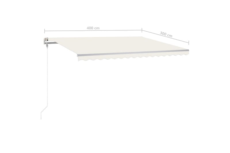 Manuell uttrekkbar markise med LED 4x3 m kremhvit - Krem - Balkongmarkise - Markiser - Terrassemarkise